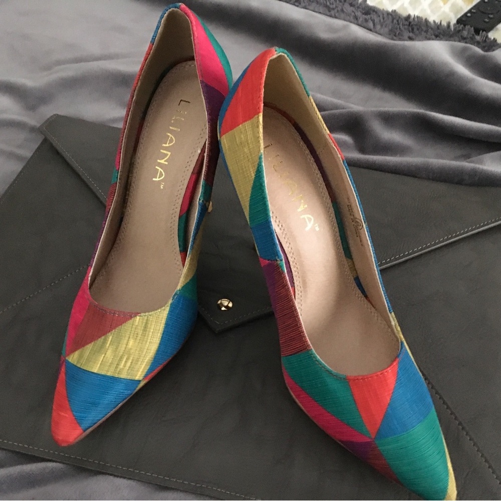 Multi color spike high heels